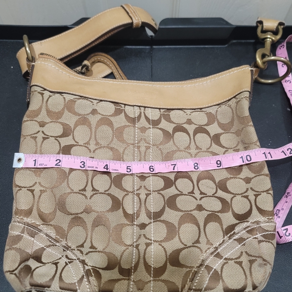 Coach Signature Monogram Leather Trim Crossbody Bag - Picture 9 of 10